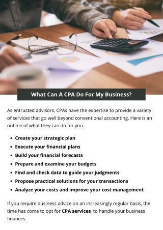 What Can A CPA Do For My Business?