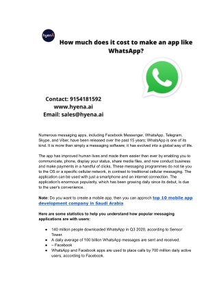 How much does it cost to make an app like WhatsApp