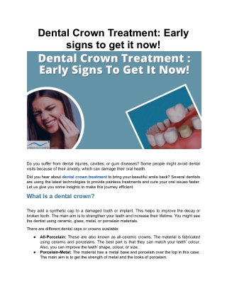 Dental Crown Treatment: Early signs to get it now!