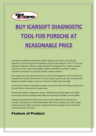 BUY ICARSOFT DIAGNOSTIC TOOL FOR PORSCHE AT REASONABLE PRICE