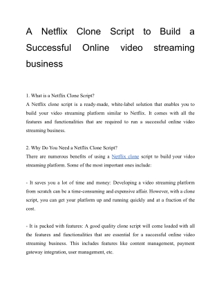 A Netflix Clone Script to Build a Successful Online video streaming business