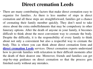 Direct cremation Leeds