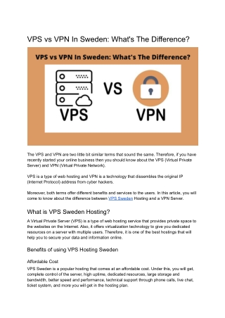 VPS vs VPN In Sweden: What’s The Difference?