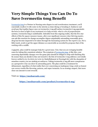 Very Simple Things You Can Do To Save Ivermectin 6mg Benefit
