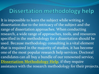 Dissertation methodology help