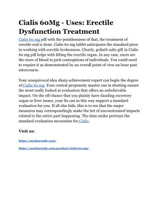 Cialis 60Mg - Uses_ Erectile Dysfunction Treatment