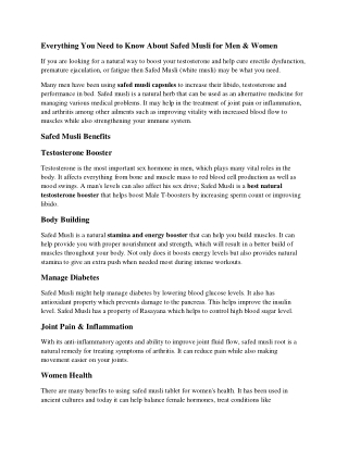 Safed Musli – For Sexual Health & Vitality