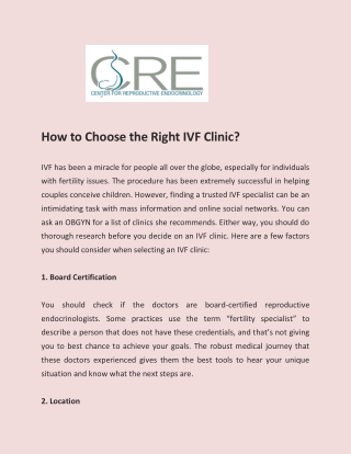 How to Choose the Right IVF Clinic?