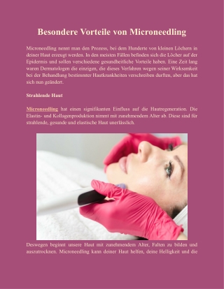 Besondere Vorteile von Microneedling