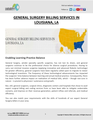 GENERAL SURGERY BILLING SERVICES IN LOUISIANA, LA