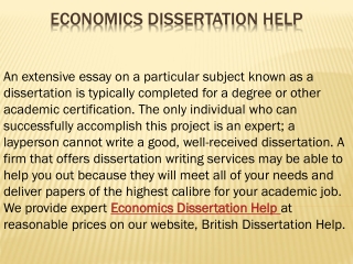 Economics Dissertation Help