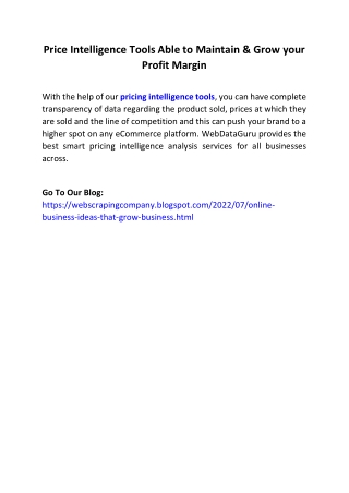 Price Intelligence Tools Able to Maintain & Grow your Profit Margin