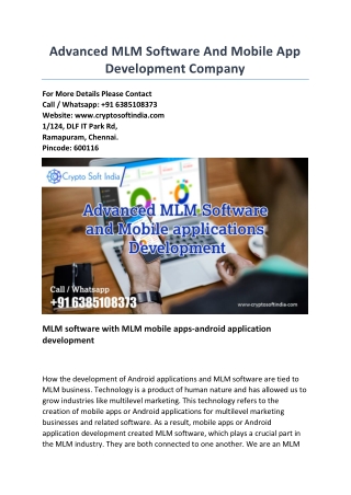 Advanced MLM Software and mobile app development company