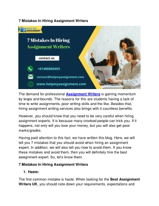 7 Mistakes In Hiring Assignment Writers