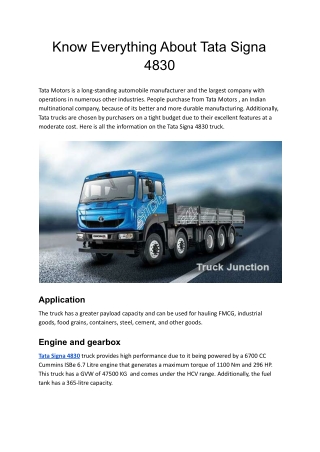 Know Everything About Tata Signa 4830