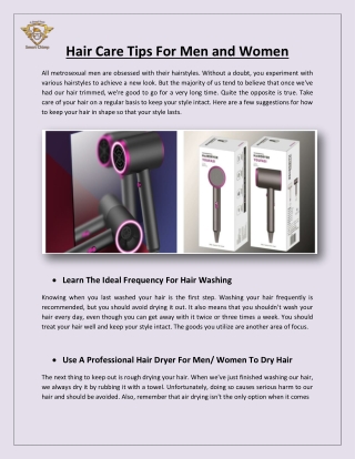 Hair Care Tips For Men and Women