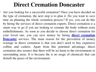 Direct Cremation Doncaster