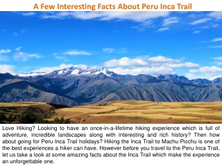 A Few Interesting Facts About Peru Inca Trail