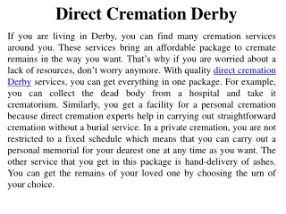 Direct Cremation Derby