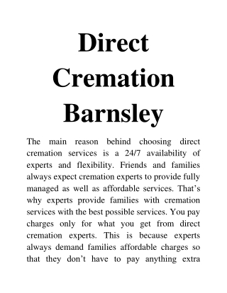 direct cremation Barnsley