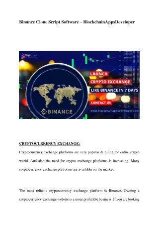 Want to launch your own crypto exchange platform like Binance Within a week!!