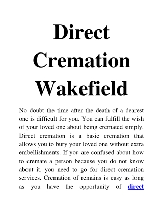 direct cremation Wakefield