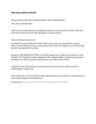 Why Choose Bhumi World