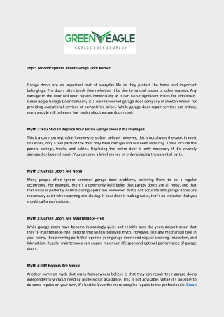 Garage Door Repair Company in Denton, Texas
