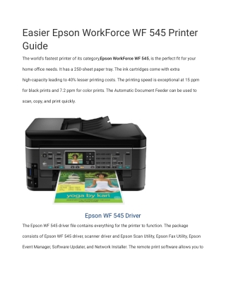 Epson Workforce WF 545 Setup Wireless _ Driver Installation