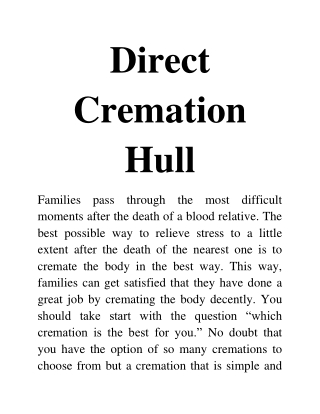direct cremation Hull