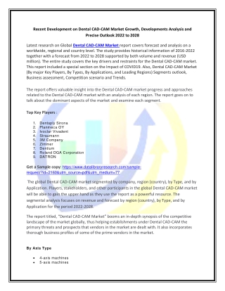Global Dental CAD-CAM Market Opportunities and Forecast 2020-2027