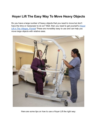 Hoyer Lift The Easy Way To Move Heavy Objects