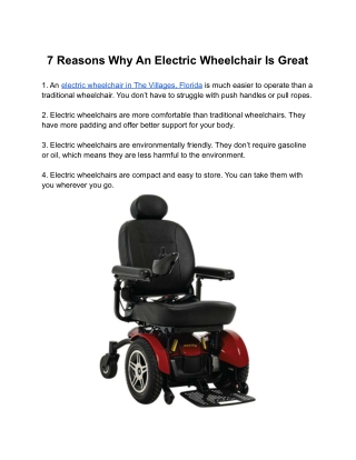 7 Reasons Why An Electric Wheelchair Is Great