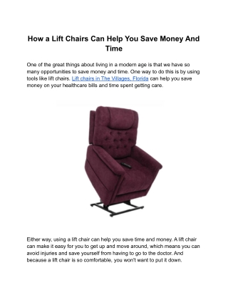 How a Lift Chairs Can Help You Save Money And Time