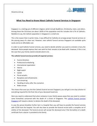 What You Need to Know About Catholic Funeral Services in Singapore