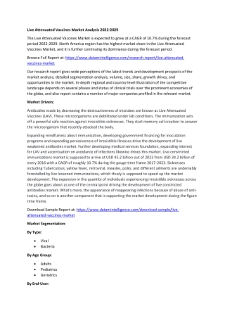 Live Attenuated Vaccines Market Share Size Analysis 2022-2029