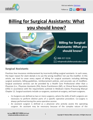Billing for Surgical Assistants: What you should know?