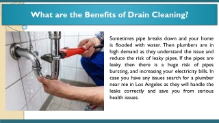 What are the Benefits of Drain Cleaning