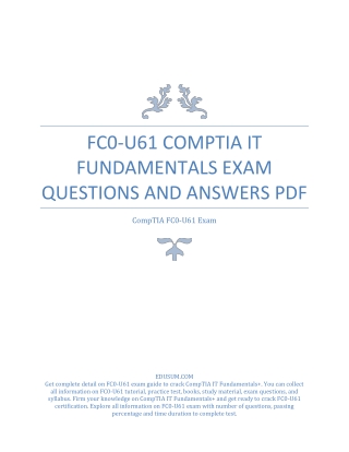 FC0-U61 CompTIA IT Fundamentals Exam Questions and Answers PDF