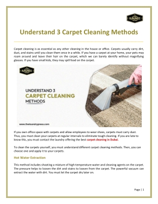 Understand 3 Carpet Cleaning Methods