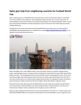 Qatar gets help from neighboring countries for Football World Cup