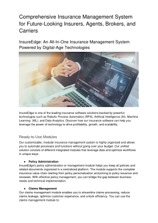 Insurance Management System for Insurers, Agents, and Brokers