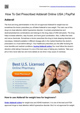 How To Get Prescribed Adderall Online USA  PayPal