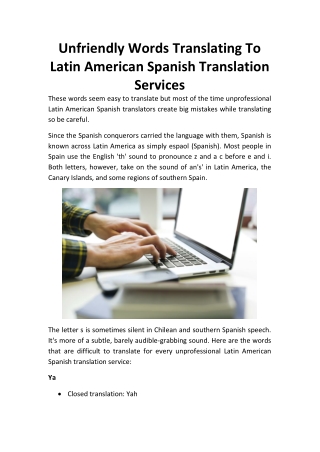 Unfriendly words Translating to Latin American Spanish translation services