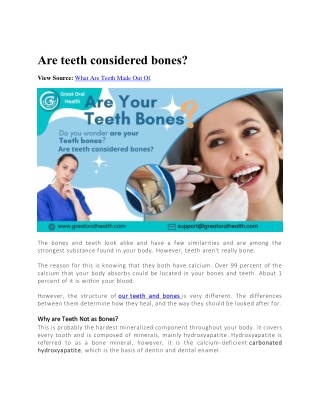Are teeth considered bones