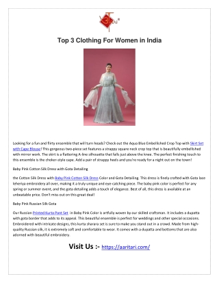 Top 3 Clothing For Women in India