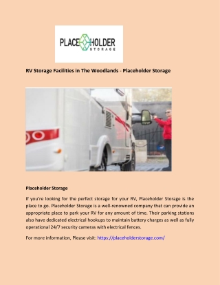 RV Storage Facilities in The Woodlands, TX - Placeholder Storage