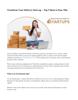 Transform Your Delivery Start-up – Top 5 Ideas to Ease This