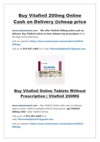 Buy Vilafinil 200mg Online | Vilafinil on COD at Cheap Price