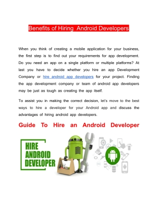 Benefits to hire android developers
